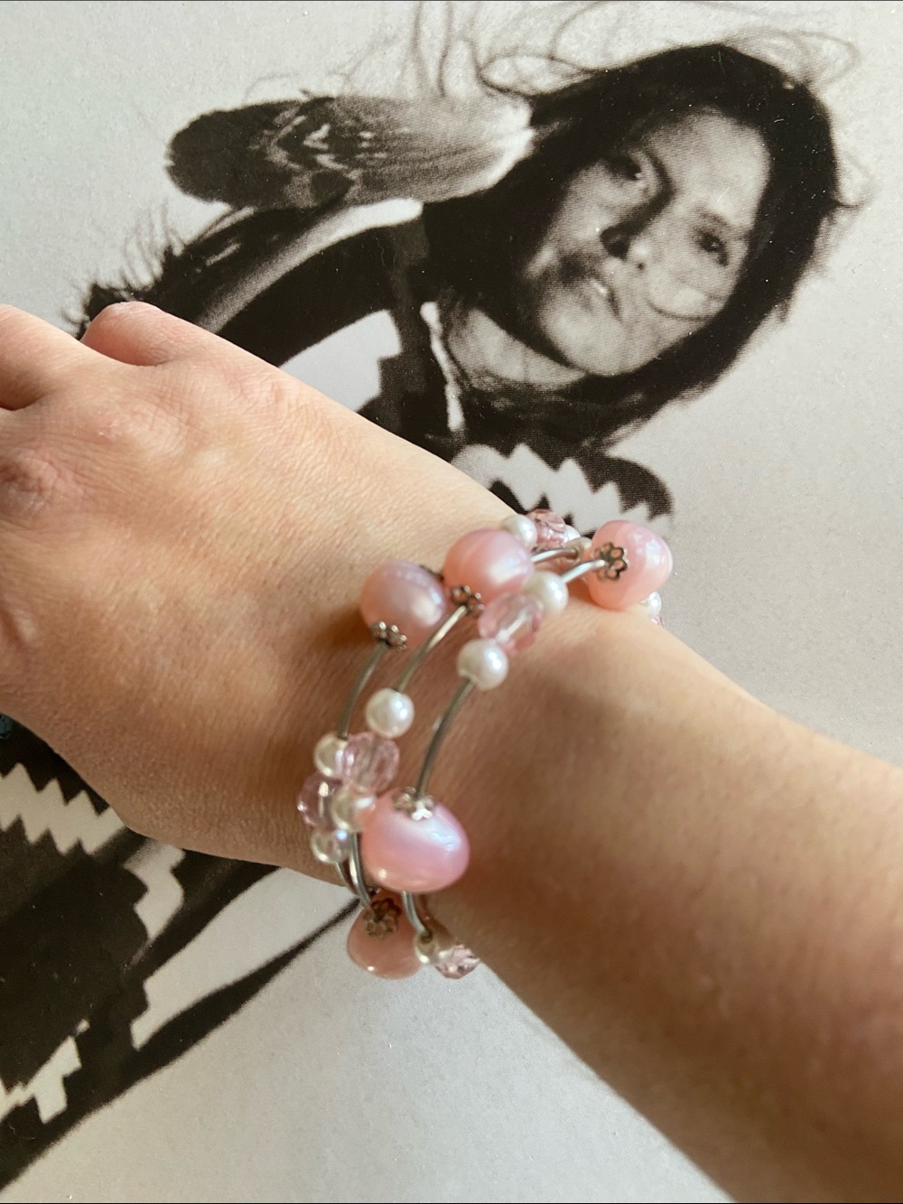Pink Beaded Multi-Strand Bracelet - Brand Unspecified